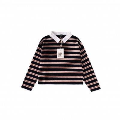 CHANEL COTTON BLEND STRIPED POLO SHIRT 
